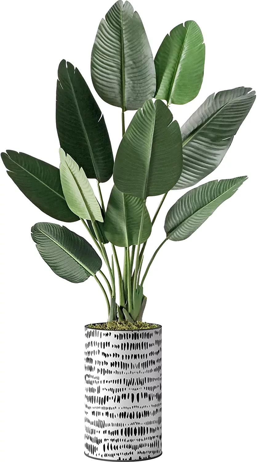Artificial Tree in Contemporary Planter, Fake Bird of Paradise Silk Tree for Indoor and Outdoor Home Decoration - 58