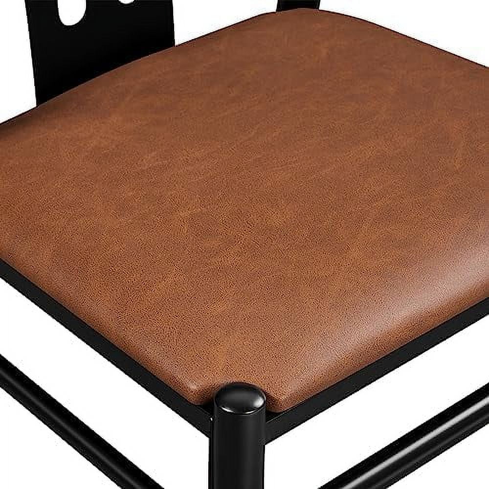TJUNBOLIFE Weave Dining Chairs Dining Room Chairs  Mid-Century Modern Dining Chairs PU Leather Arm Chairs Upholstered Dining Chairs with Open Backrest Metal Frame Accent Chair  Retro Brow