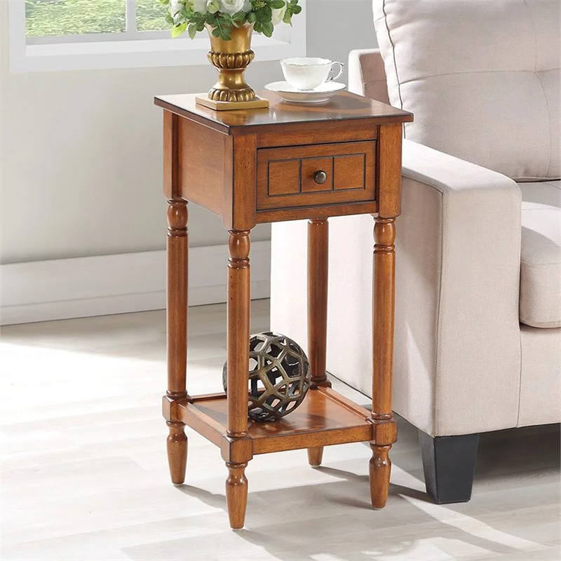 Pemberly Row One-Drawer Traditional Wood Accent End Table in Walnut