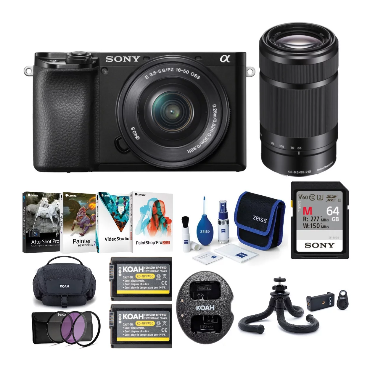 Sony Alpha a6100 APS-C Mirrorless Camera with 16-50mm and 55-210mm Lens Bundle