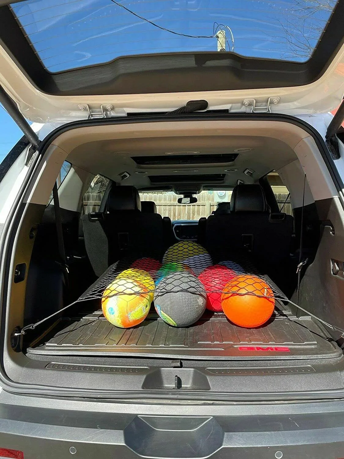 EACCESSORIES EA (Qty.2) Trunk Organizer Cargo Net for GMC Acadia 2017-2023 – Envelope & Floor Style Cargo Nets – Premium Mesh Car Trunk Organizer Vehicle Carrier Storage – Compatible GMC Acadia