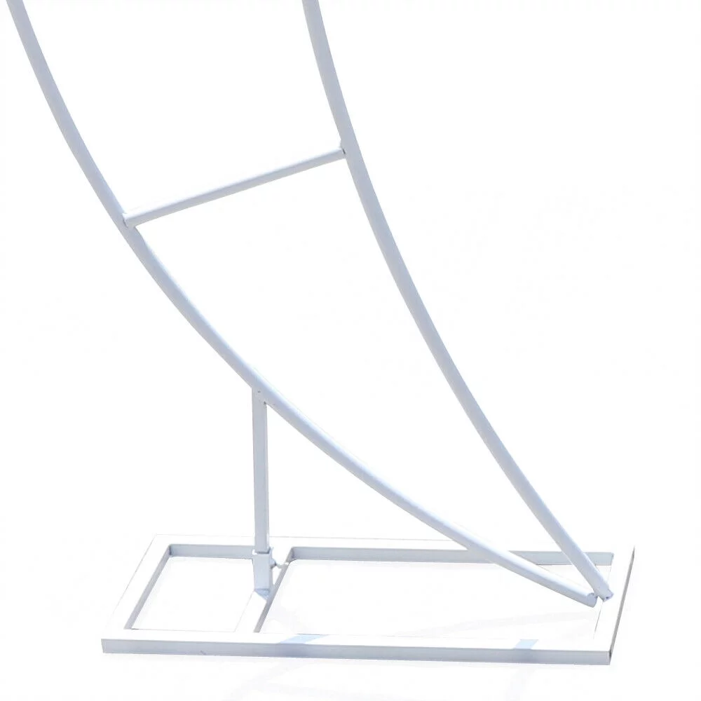 ANQIDI 6.56Ft White Crescent Moon Shape Wedding Arch 2Pcs Metal Party Backdrop Stand Flower Holder