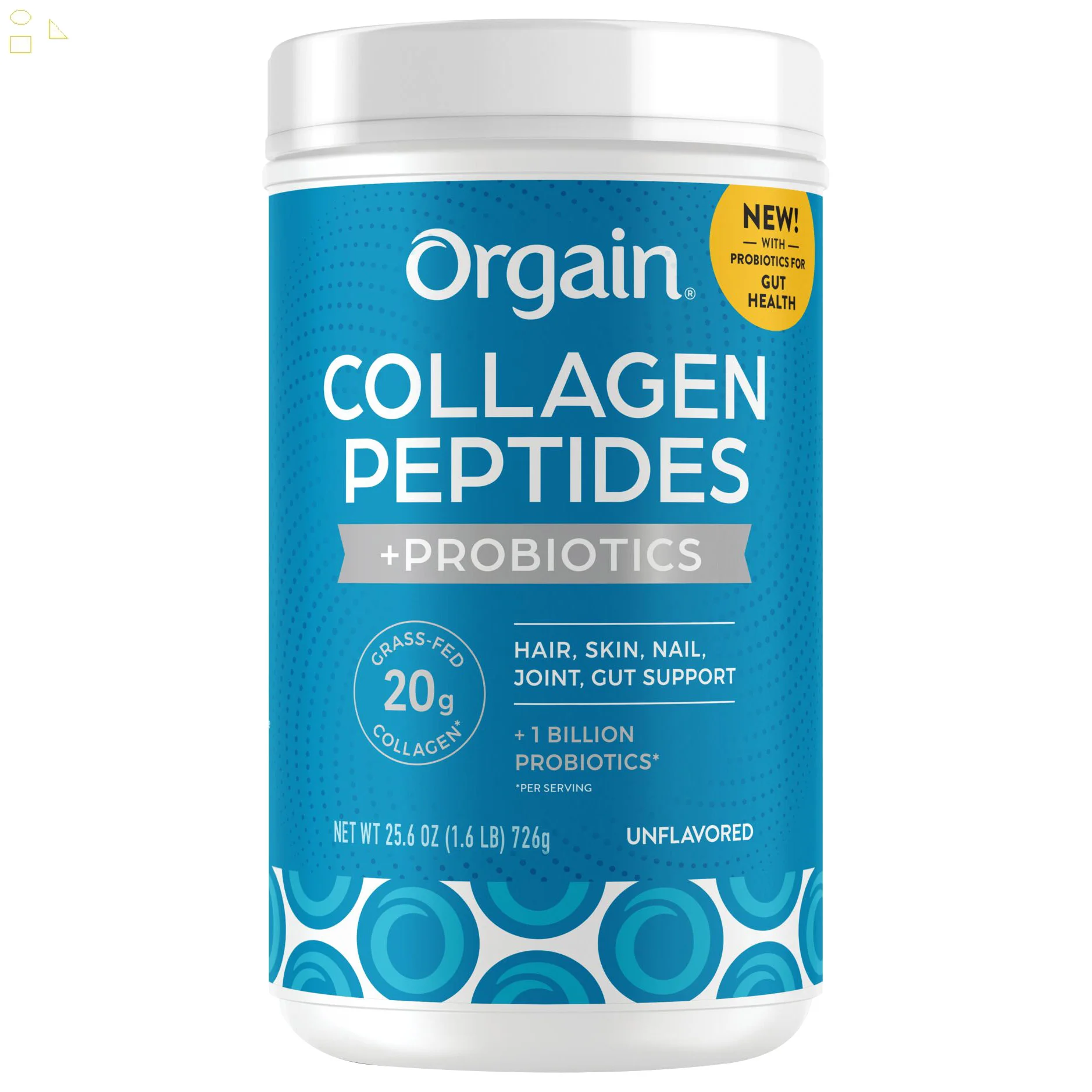 2 Packs Orgain Collagen Peptides + Probiotics, Unflavored, 1.6 Lbs