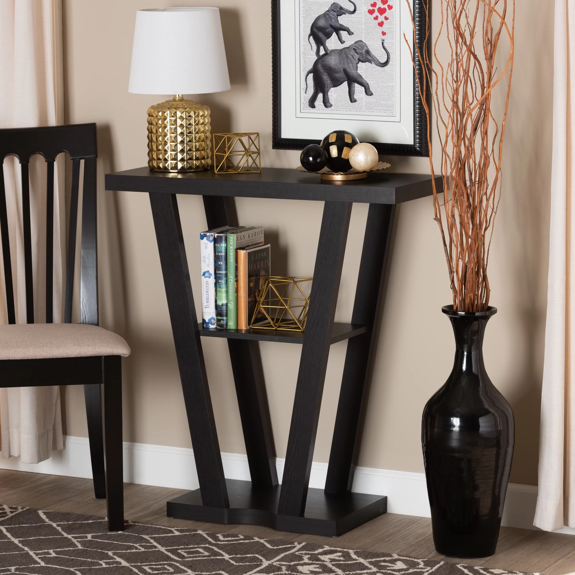 Baxton Studio Boone Modern and Contemporary Dark Brown Finished Wood Console Table