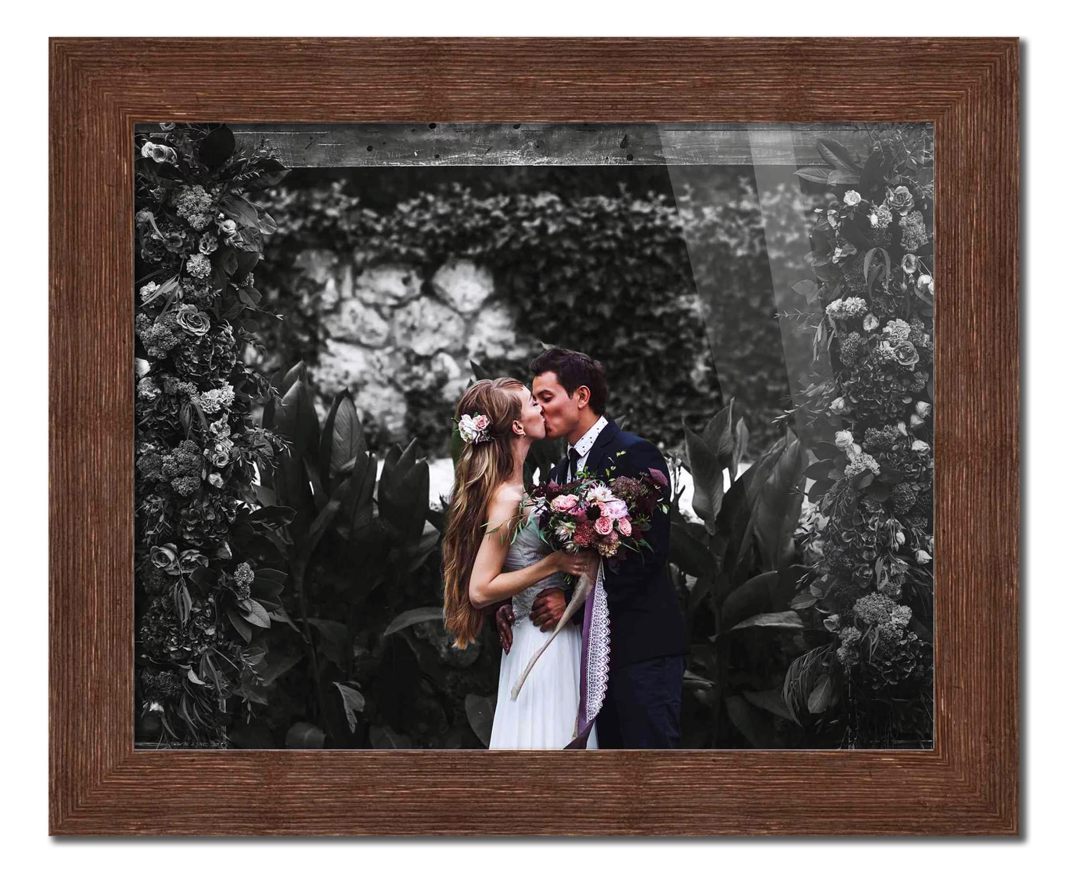 14x18 Frame Brown Barnwood Picture Frame - Modern Photo Frame Includes UV Acrylic Shatter Guard
