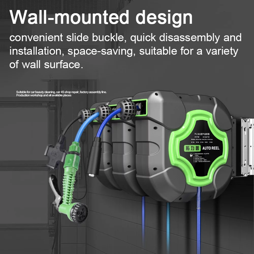 Automatic Telescopic Hose Reel Car Wash Garden Irrigation Water Tube Holder Wall Mount High Pressure Waterpipes Roller Water Drum