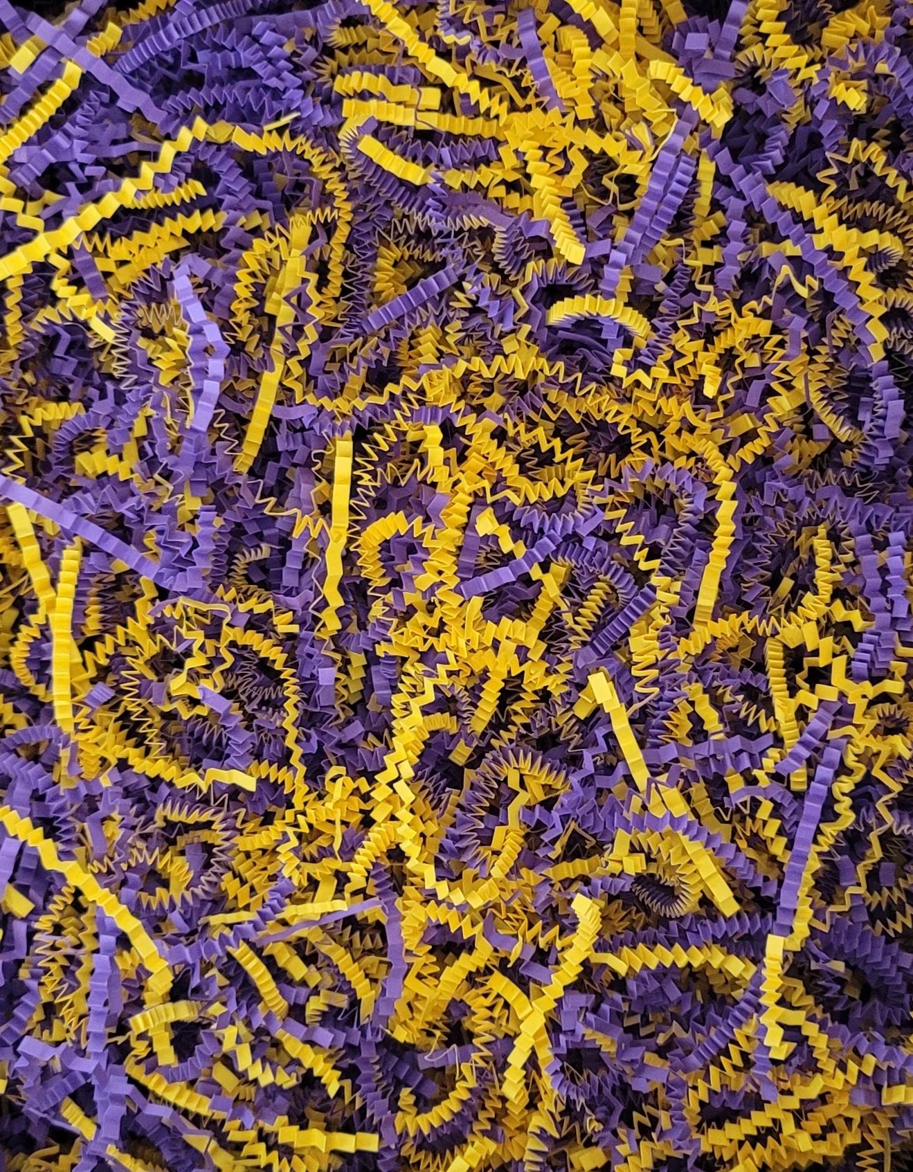 MRMX 1/2 lb Crinkle Cut Thick Quality 90gsm Paper Shred Fillers in Zip Lock Bag for Gift Baskets, Bags, Boxes. Make Gifts Look Pretty! Vibrant Yellow & Purple.