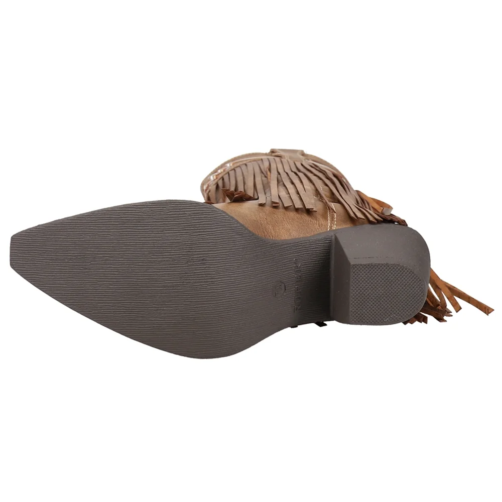 Roper  Womens Fringes Snip Toe Cowboy  Casual Boots   Mid Calf Mid Heel 2-3