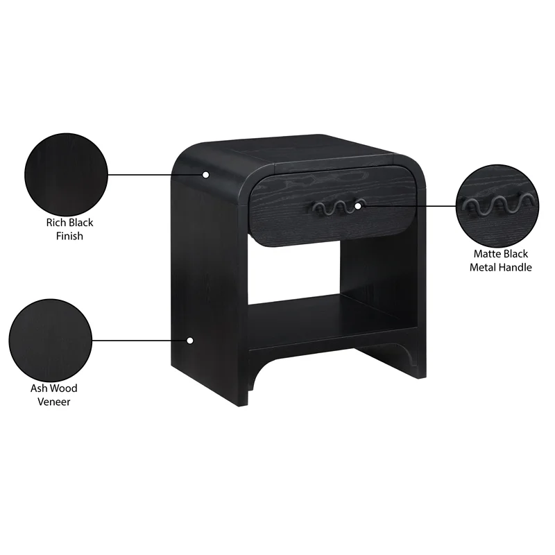 Meridian Furniture Hayes Black Night Stand / Side Table