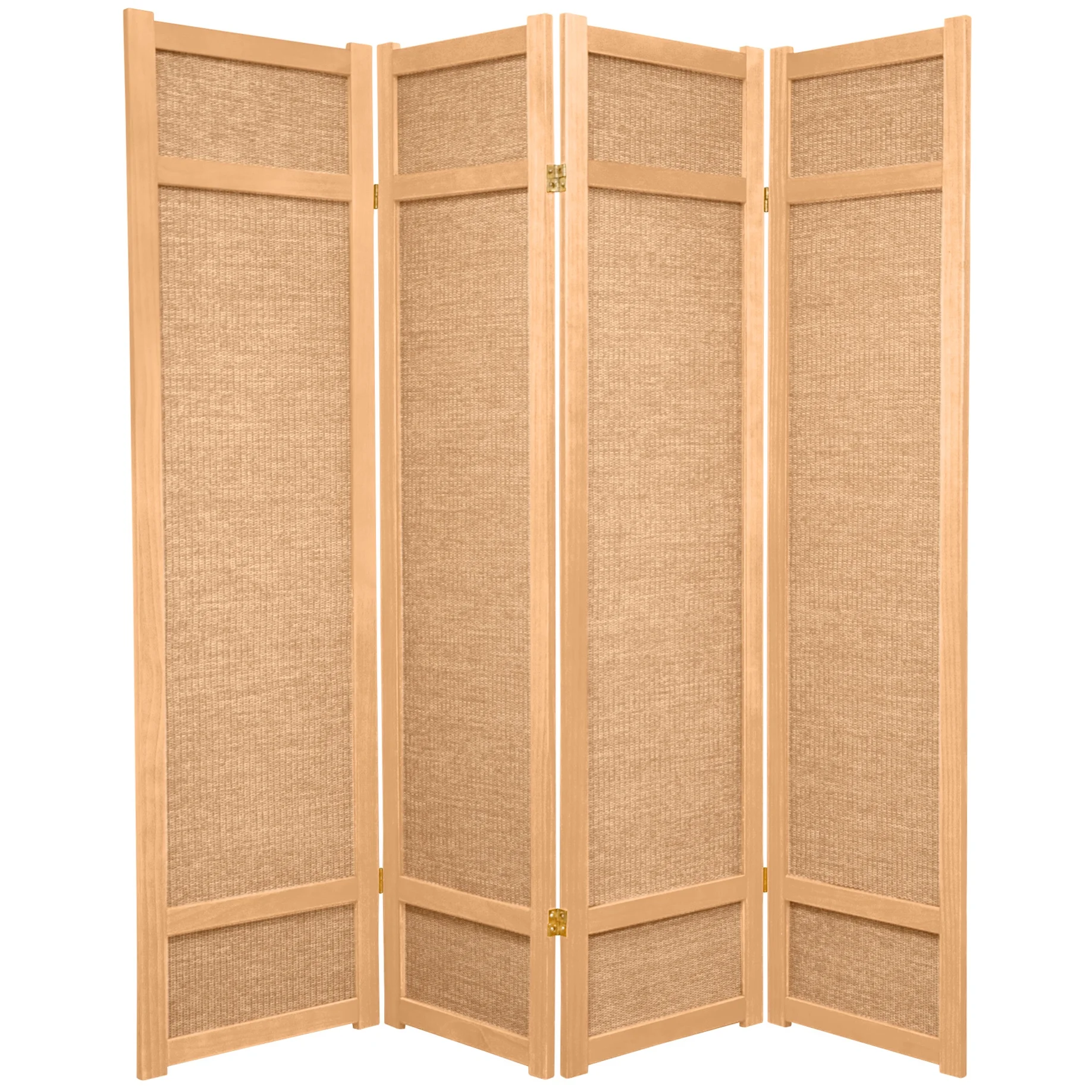 Oriental Furniture 6 ft. Tall Jute Shoji Screen - 4 Panel - Natural