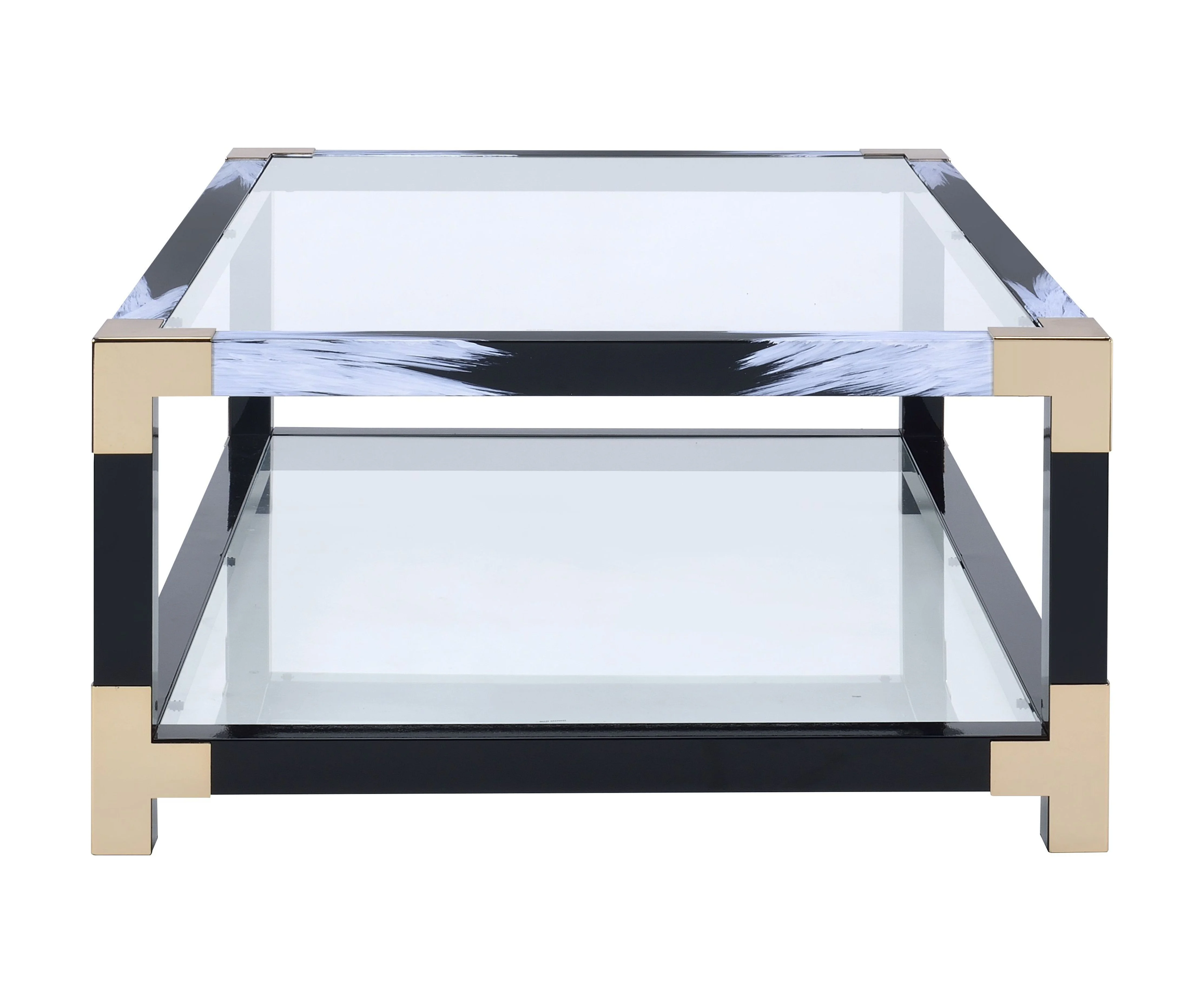 CoSoTower Coffee Table in White Brushed & Clear Glass