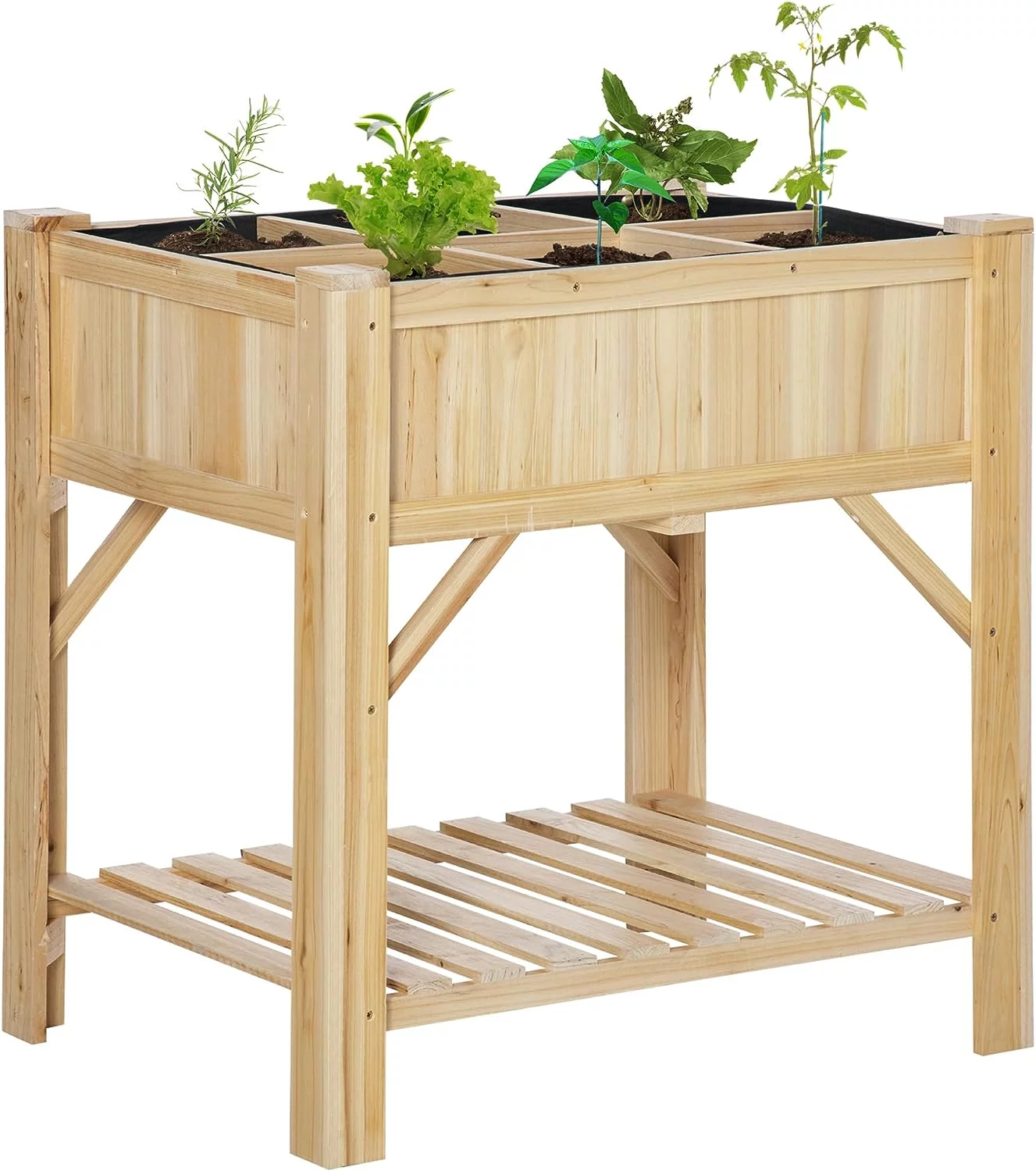 Outsunny Raised Garden Bed, Wood 6 Grid, 31