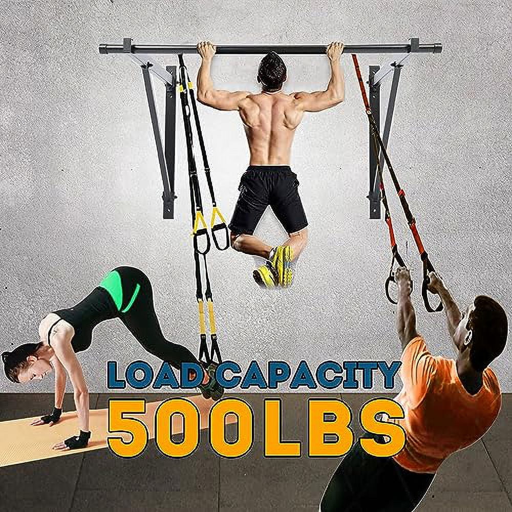 7BLACKSMITH 50'' Wall Mounted Chin Pull Up Bar Gym Workout Training Fitness Home Mount Heavy Duty 500lbs