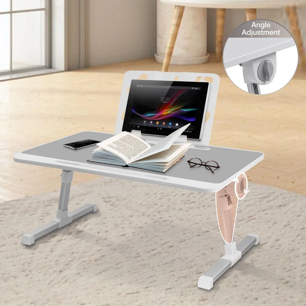 WZTO Bed Table Tray | Portable Laptop Bed Tray with Folding Legs | Laptop Bed Tray Table with Book Stand, Grey Eating Bed Trays, Bed Desk Table for Reading and Writing