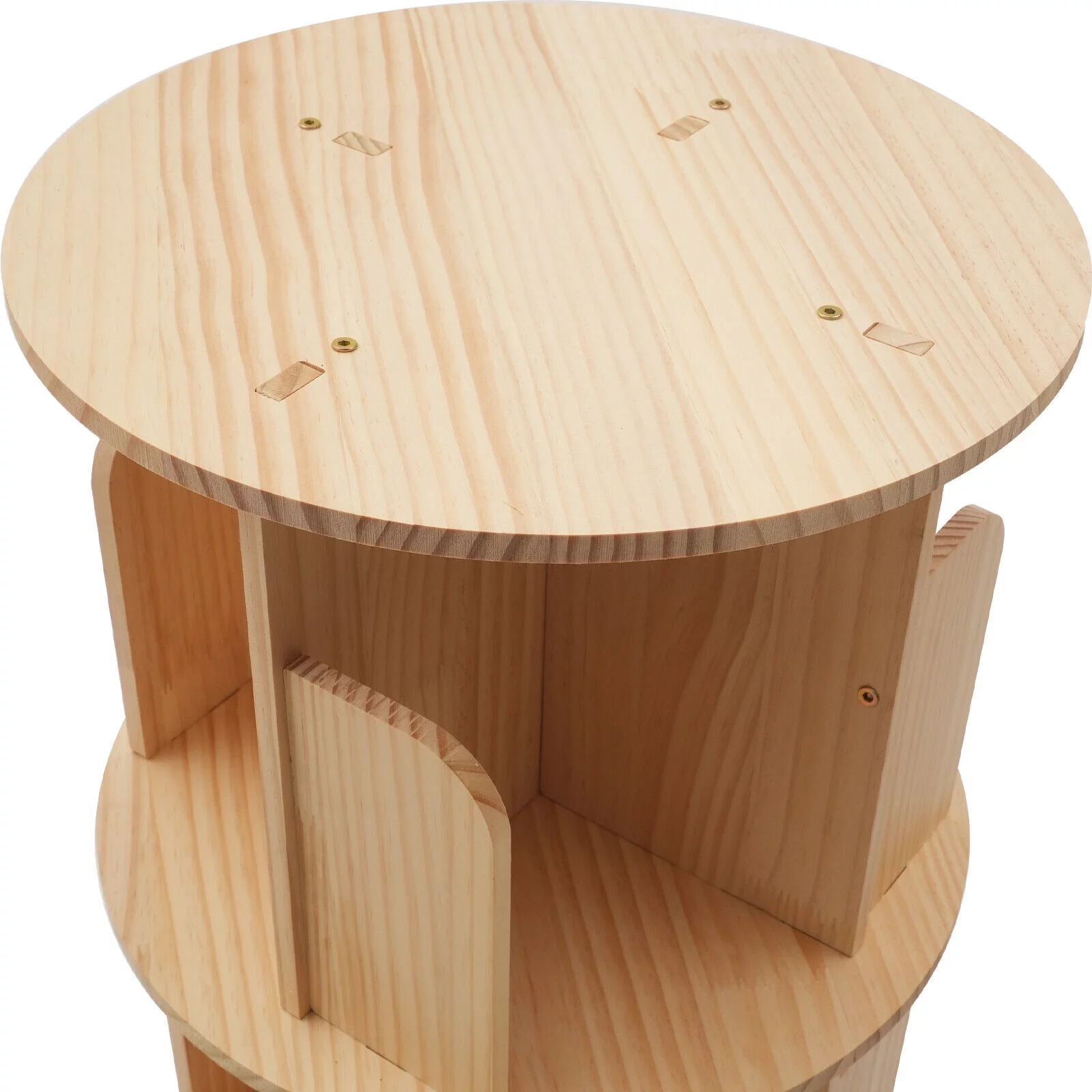 3-Tier Bookshelf Pine Wood Rotating Bookshelf Bedroom Bookcase Display Rack Stand