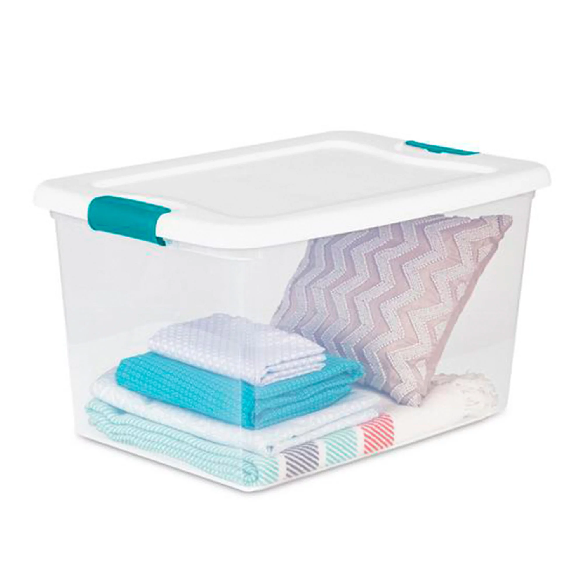 Sterilite 64 Quart Large Stackable Latching Tote Box (12 Pack) and Deep Clip Box (4 Pack)