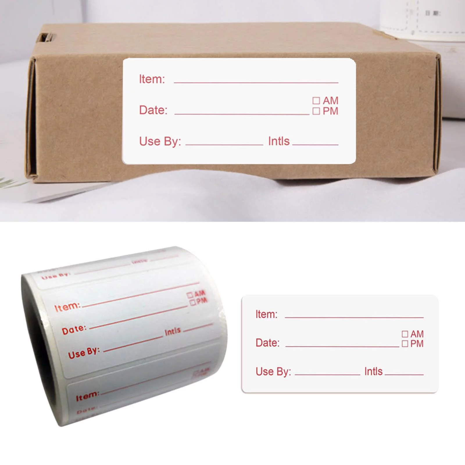 500 Pieces Food Freezer Labels Self-Adhesive Leaves No Residue Date Labels Red font