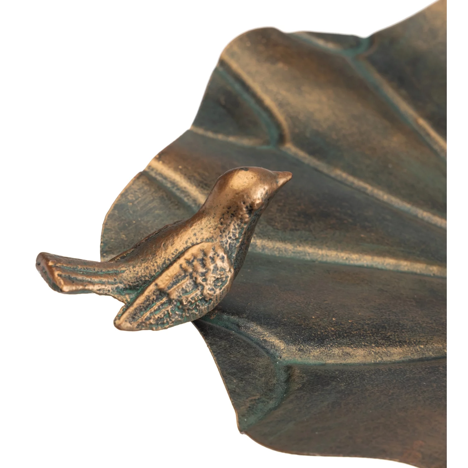 BUNNY WITH METAL LEAF BIRDBATH