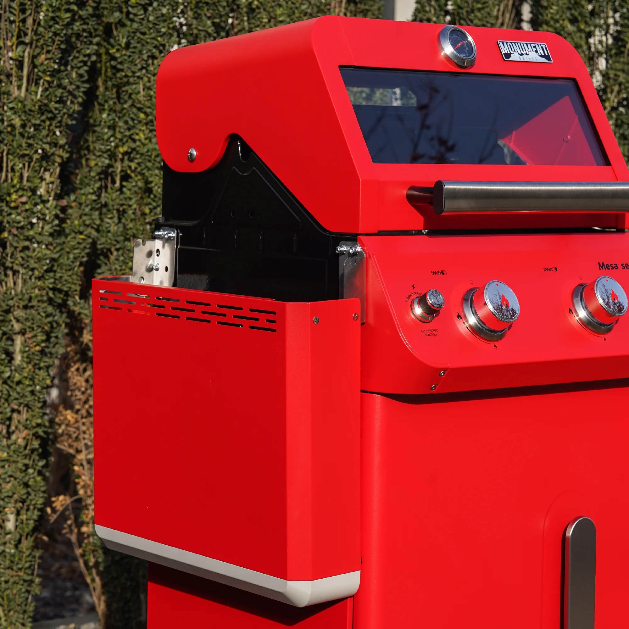 Mesa 2-Burner Propane Gas Grill in Red with Clear View Lid and LED Controls