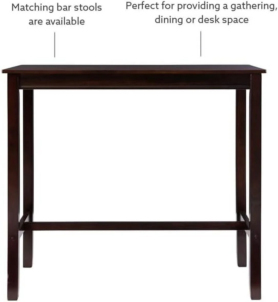 HBBOOMLIFE Claridge 42" Wood  Height Pub Table in Walnut