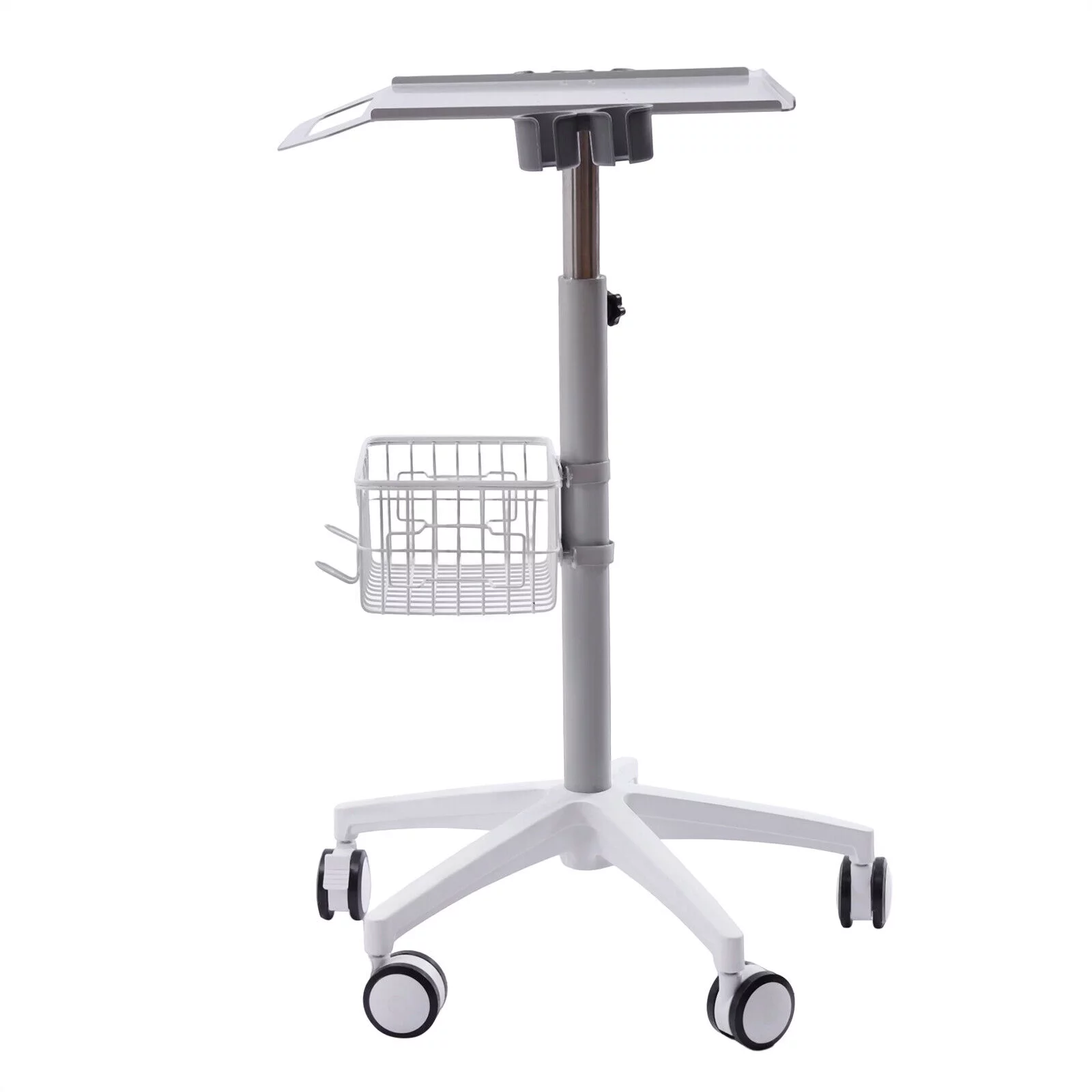 Medical Mobile Trolley Cart Height Adjustable Medical Rolling Cart with Wheels Desktop Lab Cart Beauty Salon Cart- White