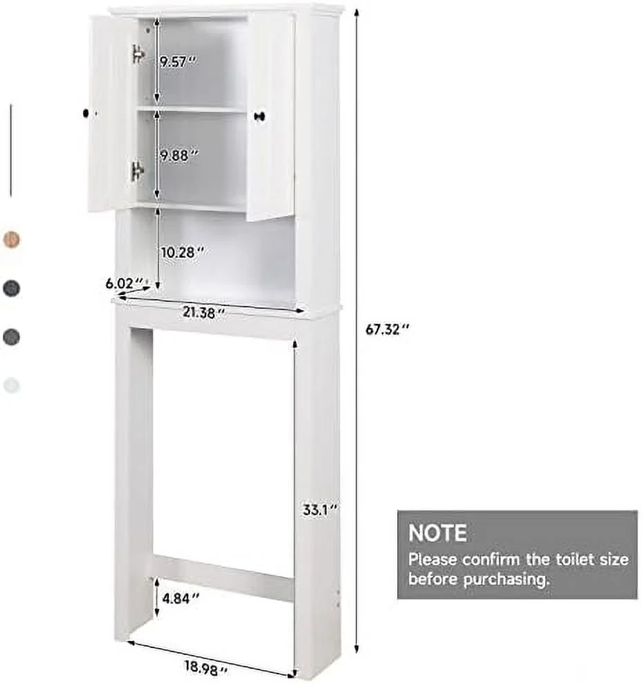 MQLIFEBOOM Over The Toilet  Cabinet - 77" H Bathroom Organizers and  Over Toilet with Open Shelves  Above Toilet  Cabinet with Double Doors  Black