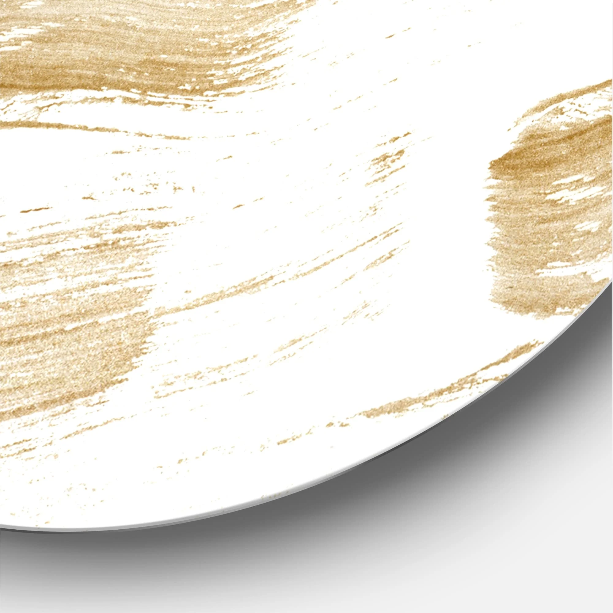 DESIGN ART Designart 'Golden Abstract Strokes' Modern Metal Circle Wall Art 36x36 - Disc of 36 Inch