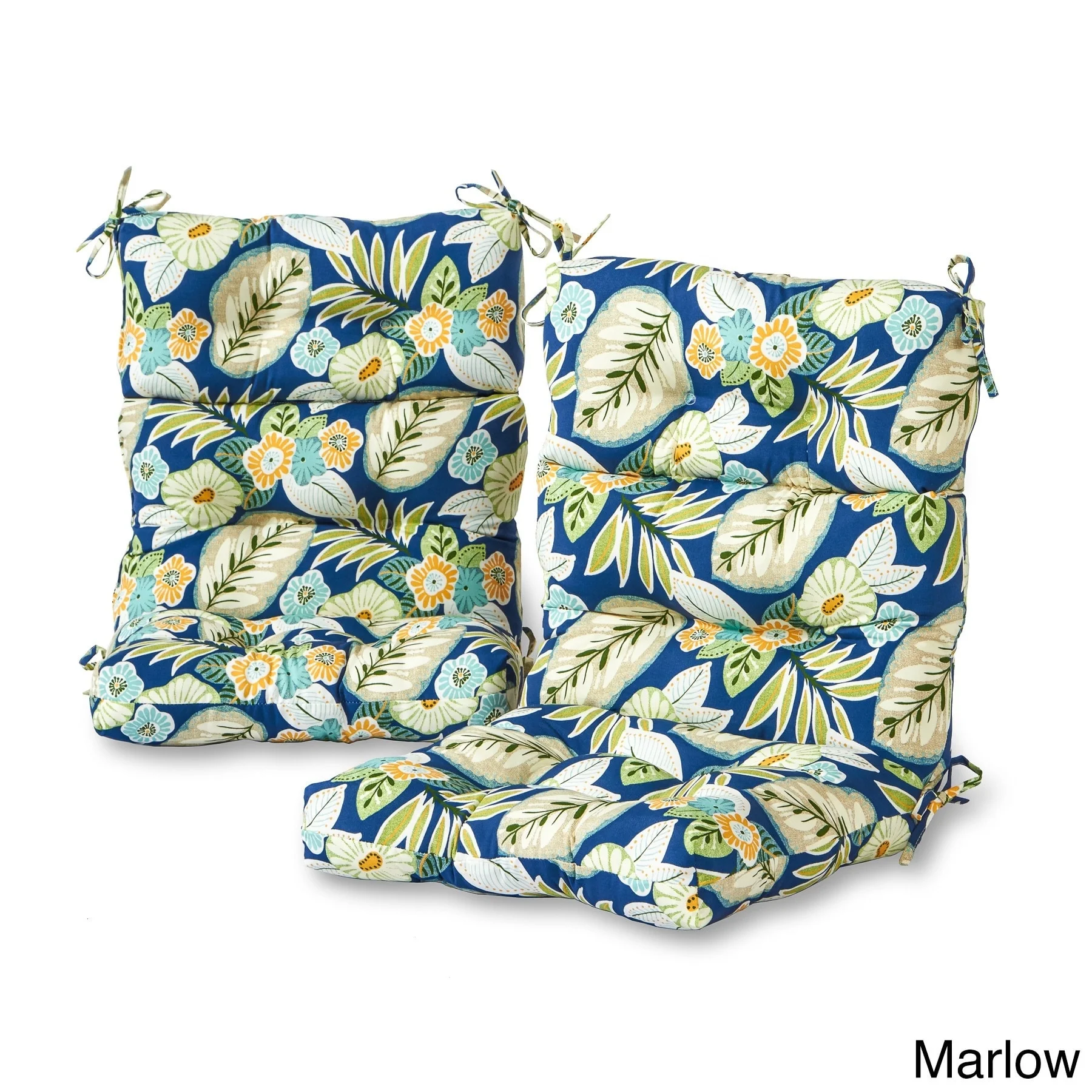 Greendale Home Fashions Marlow Floral 22-in x 44-in  Outdoor High Back Chair Cushion (Set of 2) (Cushions Only) Marlow
