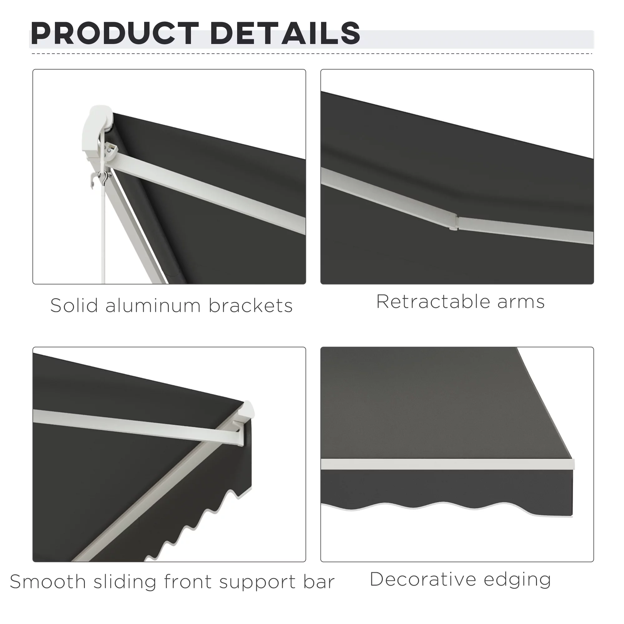 Outsunny 12' x 10' Electric Retractable Awning w/ Remote Controller, Gray