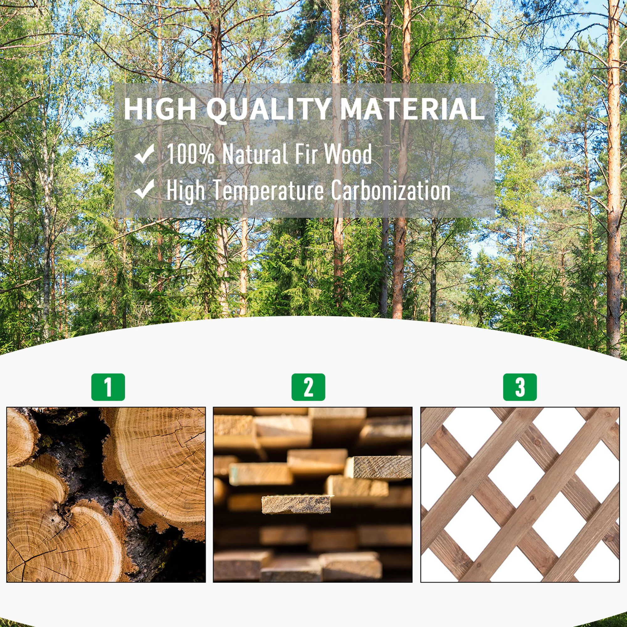 Outsunny 2-Level Wooden Garden Plant Stand with Climbing Vine Trellis, Brown