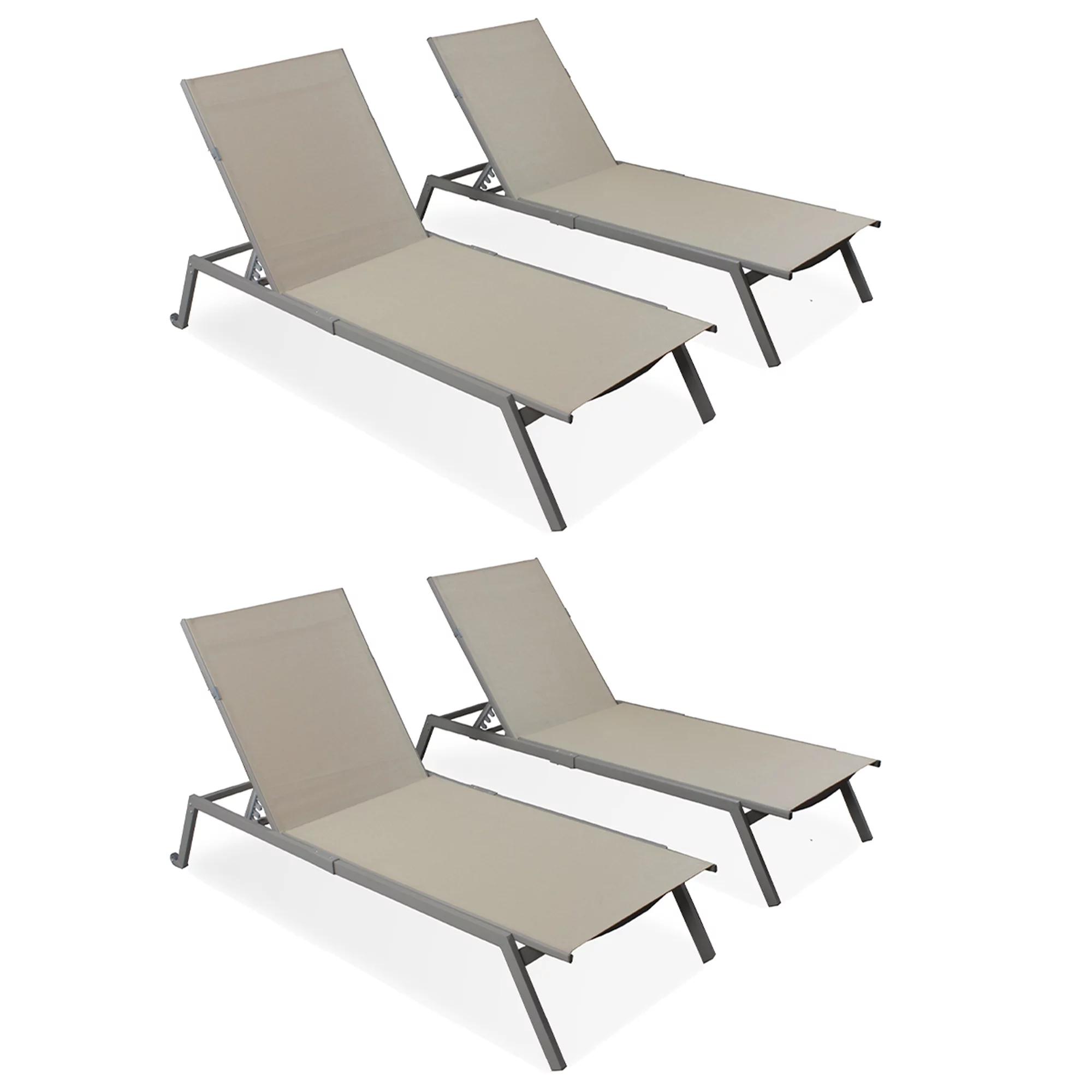 Ostrich Princeton Adult Outdoor Chaise Lounge Chairs w/Wheels, Tan (4 Pack)