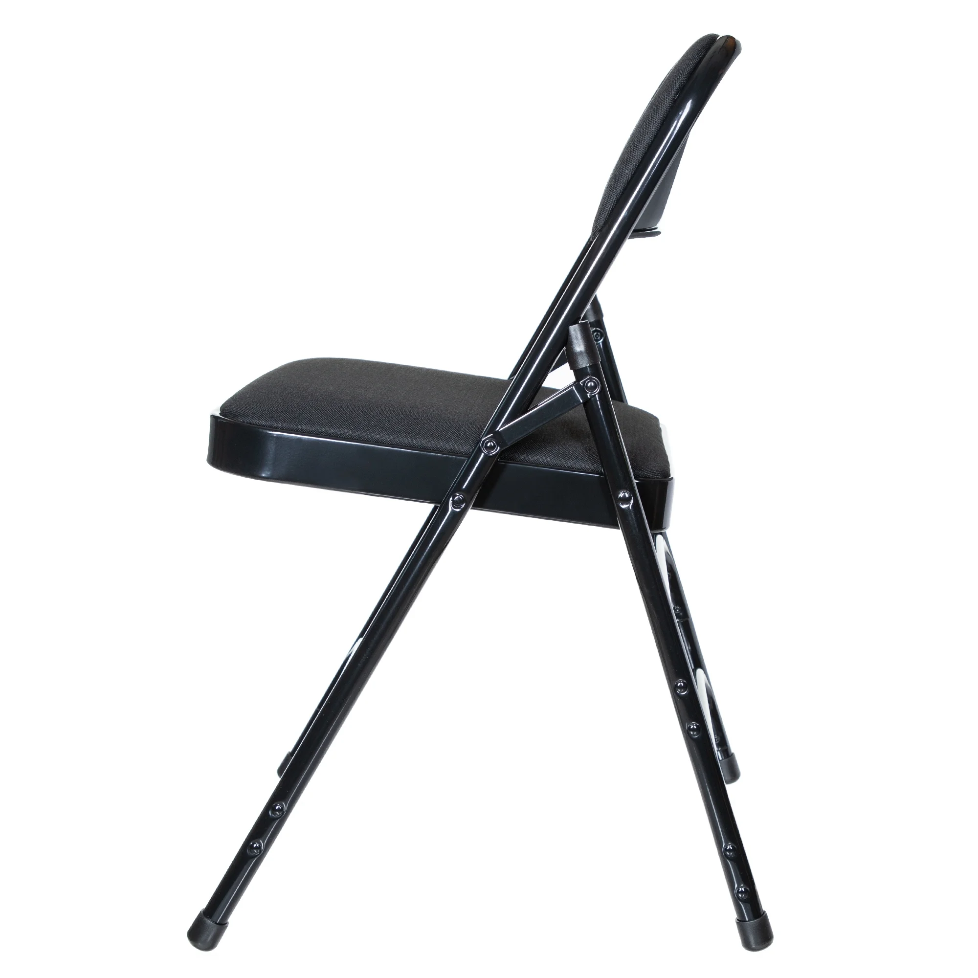 Hampden Furnishings Bernadine Collection Fabric Triple Brace Folding Chair, Black, Pack of 4