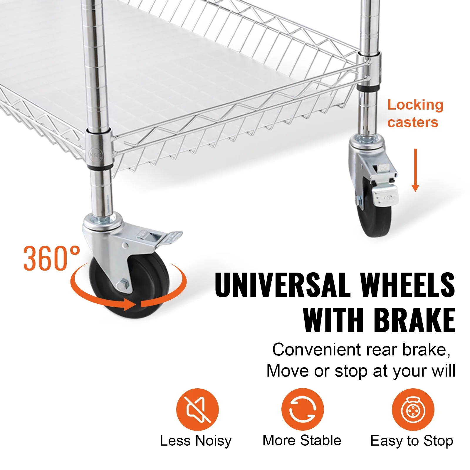 SKYSHALO 3-Tier Utility Cart Rolling Cart on Wheels 661 lbs 35