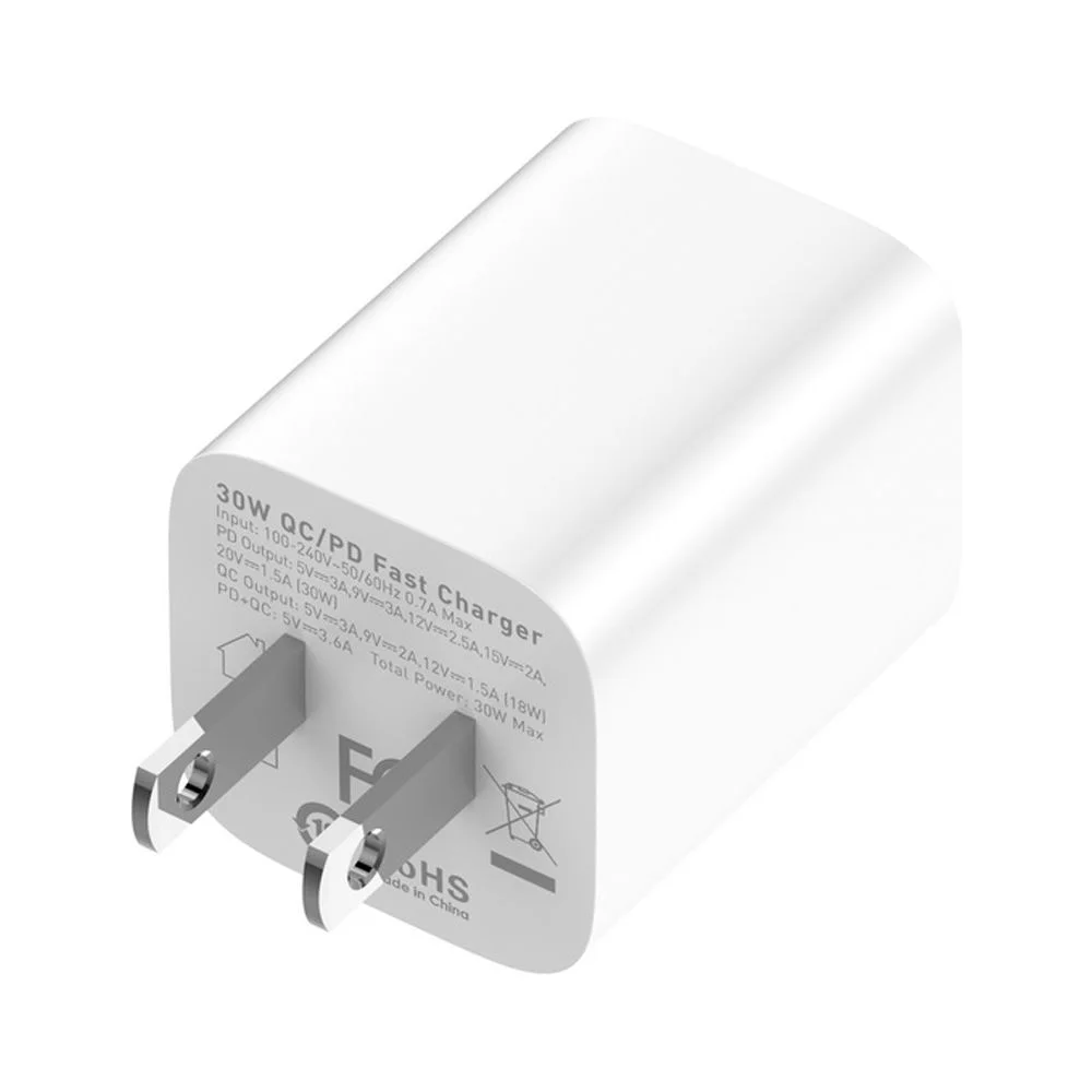 axGear 30W USB-C USB Type C Fast Charger Wall Plug PD QC 3.0 Adapter Quick Charging 2 Port