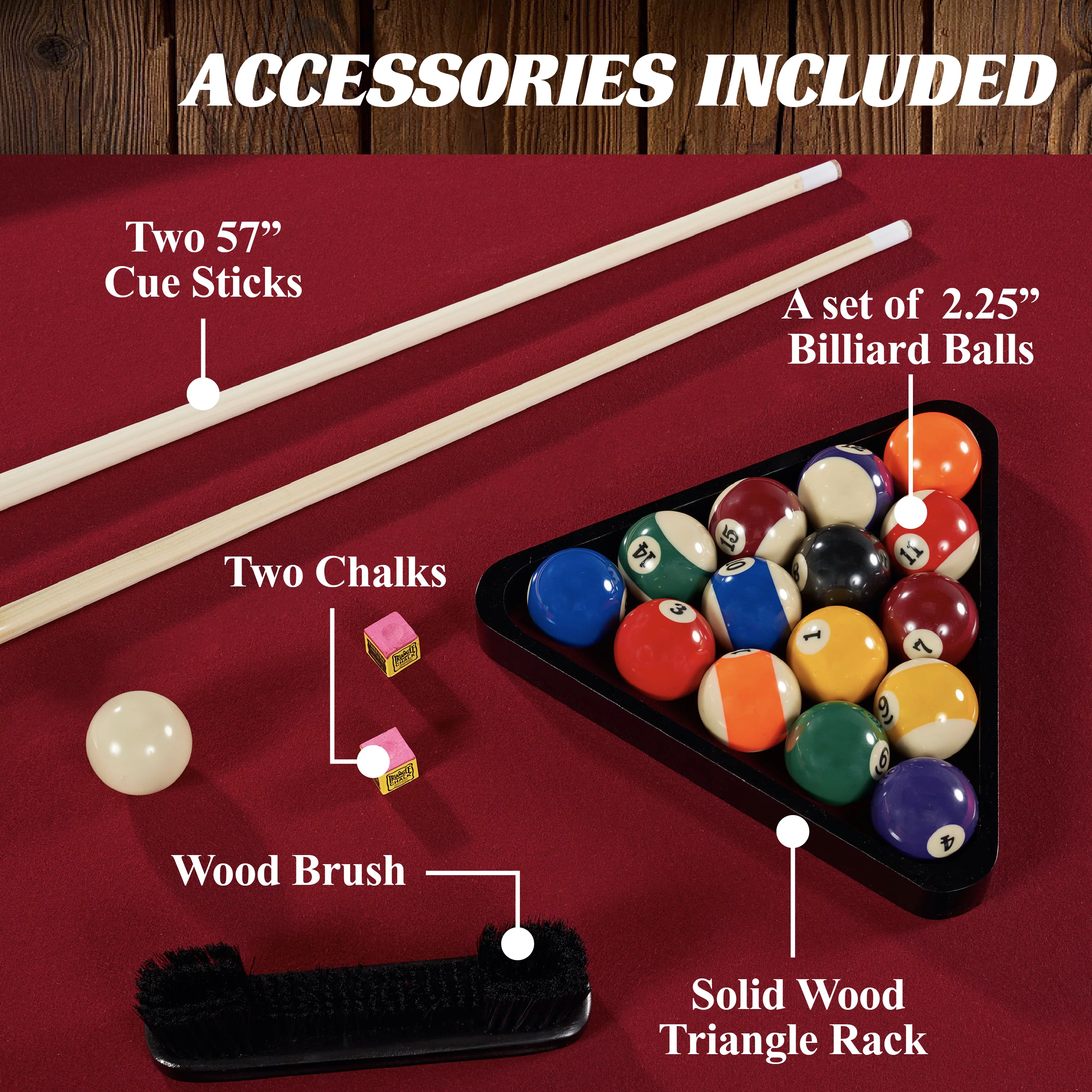 Barrington Billiards 8.5' Arlington Drop Pocket Table With Pool Ball and Cue Stick Set