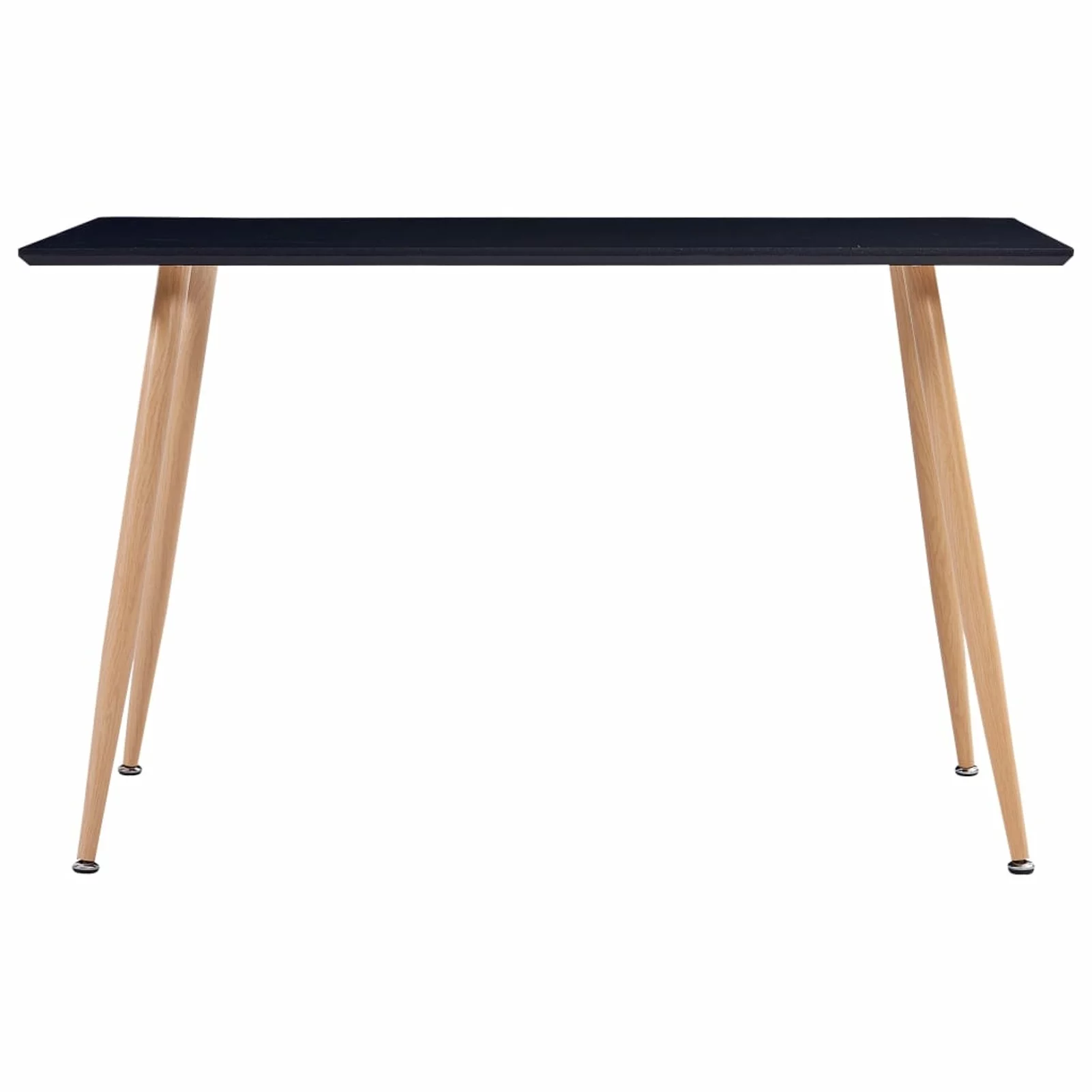 moobody Dining Table MDF Tabletop Dinner Table Steel Legs Black and Oak for Kitchen, Dining Room, Restaurant, Home Furniture 47.2 x 23.6 x 29.1 Inches (L x W x H)