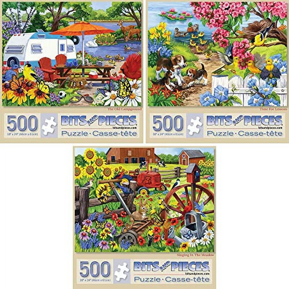 Bits and Pieces Set Of Three (3) 500 Piece Farm Animal Jigsaw Puzzles By Nancy Wernersbach 18