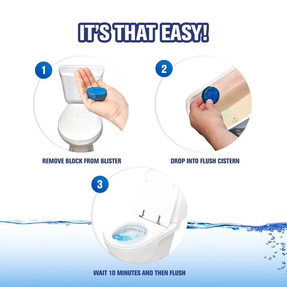 Toilet Bowl Cleaner Tablets with Bleach, 48 oz (Each 3 Count of 4.8 oz Tablets) -  Pack of 30