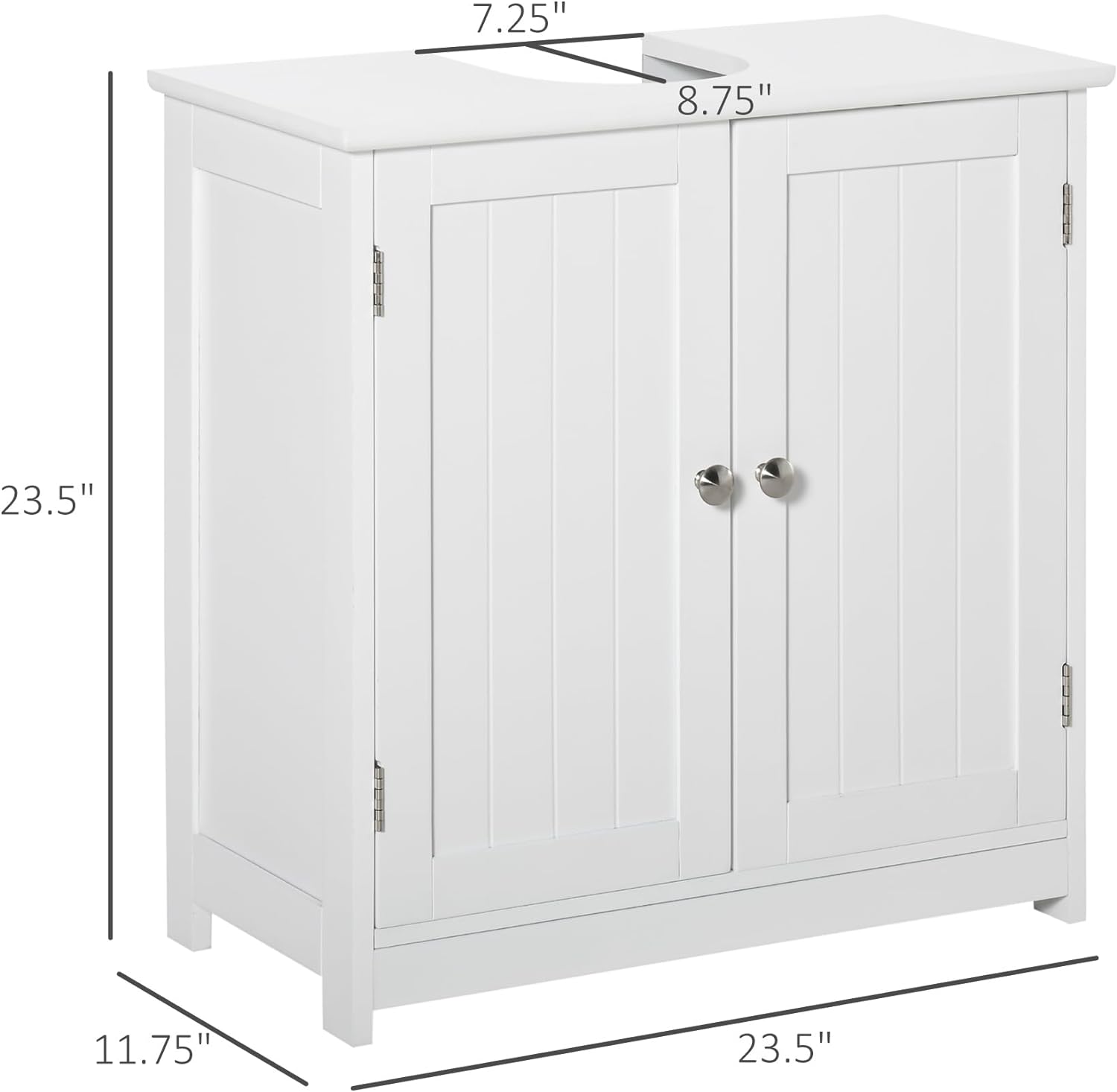 Pedestal Sink Storage Cabinet, Vanity Base Cabinet, Under Sink Bathroom Cabinet with U-Shape Cut-Out and Adjustable Internal Shelf, White