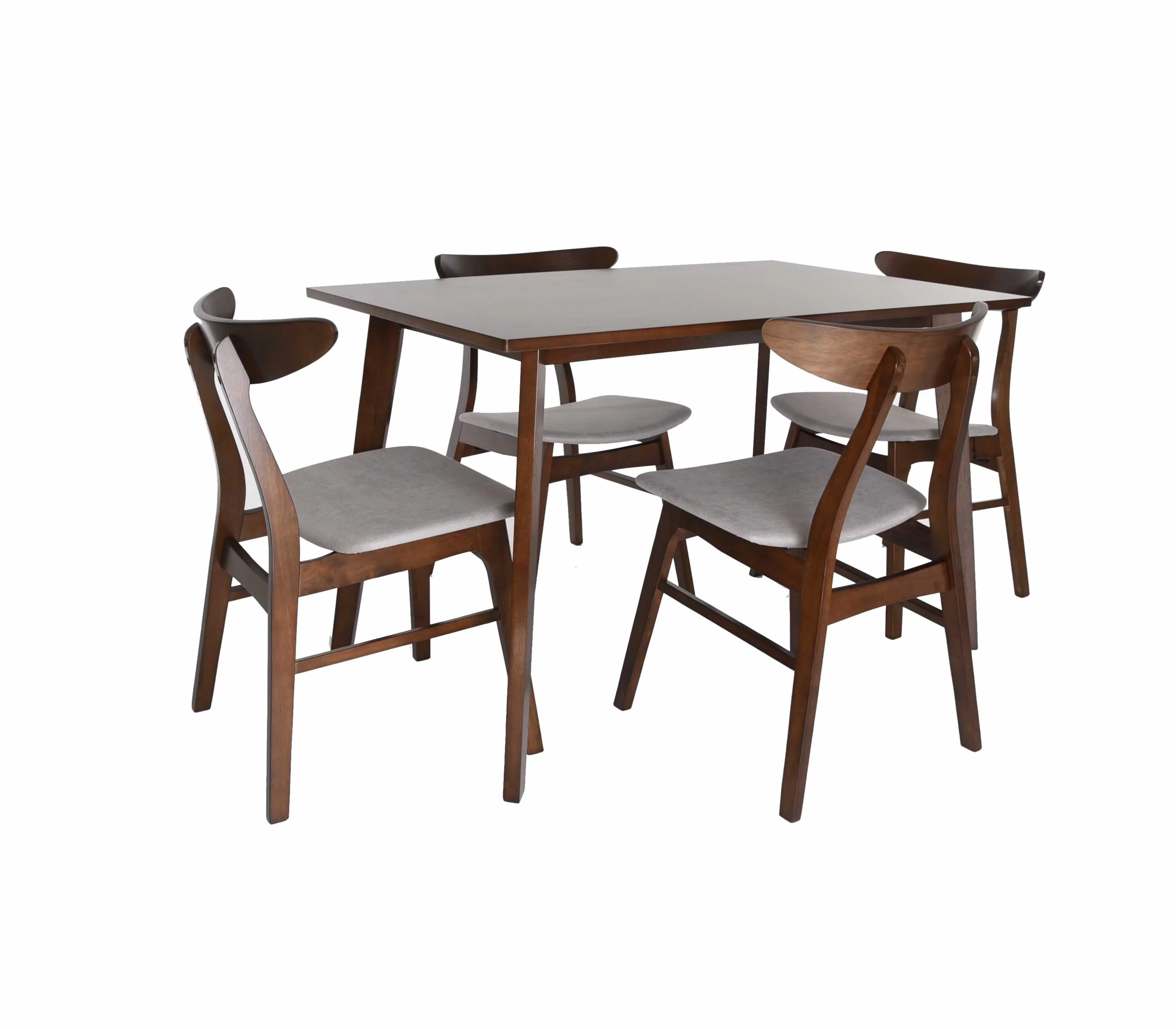 Zenvida Mid Century 5 Piece Dining Set Wood Table Fabric Chairs Seats Four