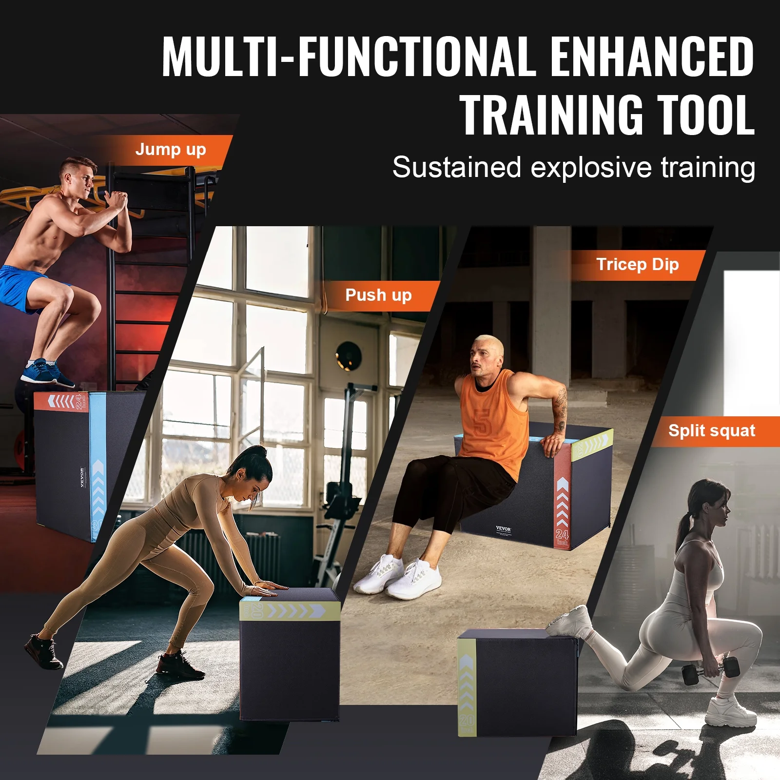 SKYSHALO 30/24/20 Inch 3 in 1 Plyometric Jump Box Fitness Exercise Plyo Box Cotton