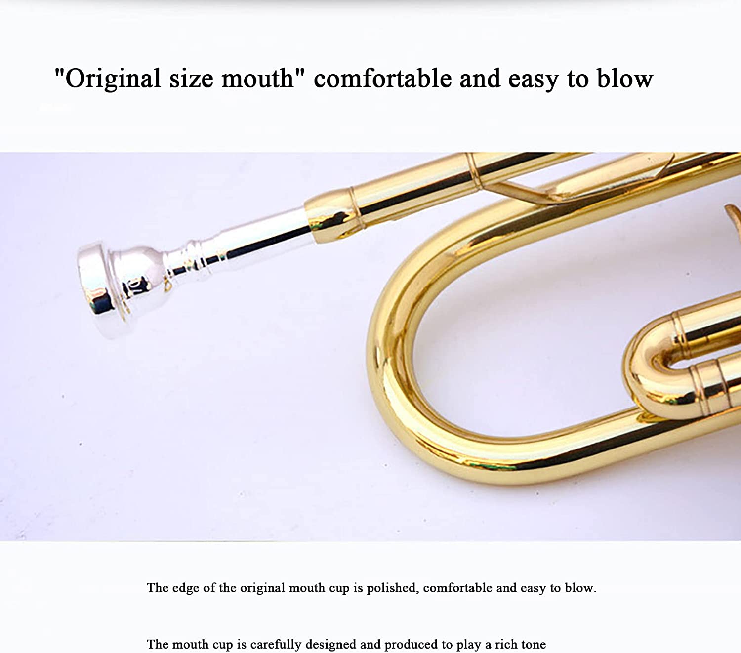 Bb Standard Trumpet Set for Beginner, Brass Student Trumpet Instrument with Hard Case, Cleaning Kit (B)