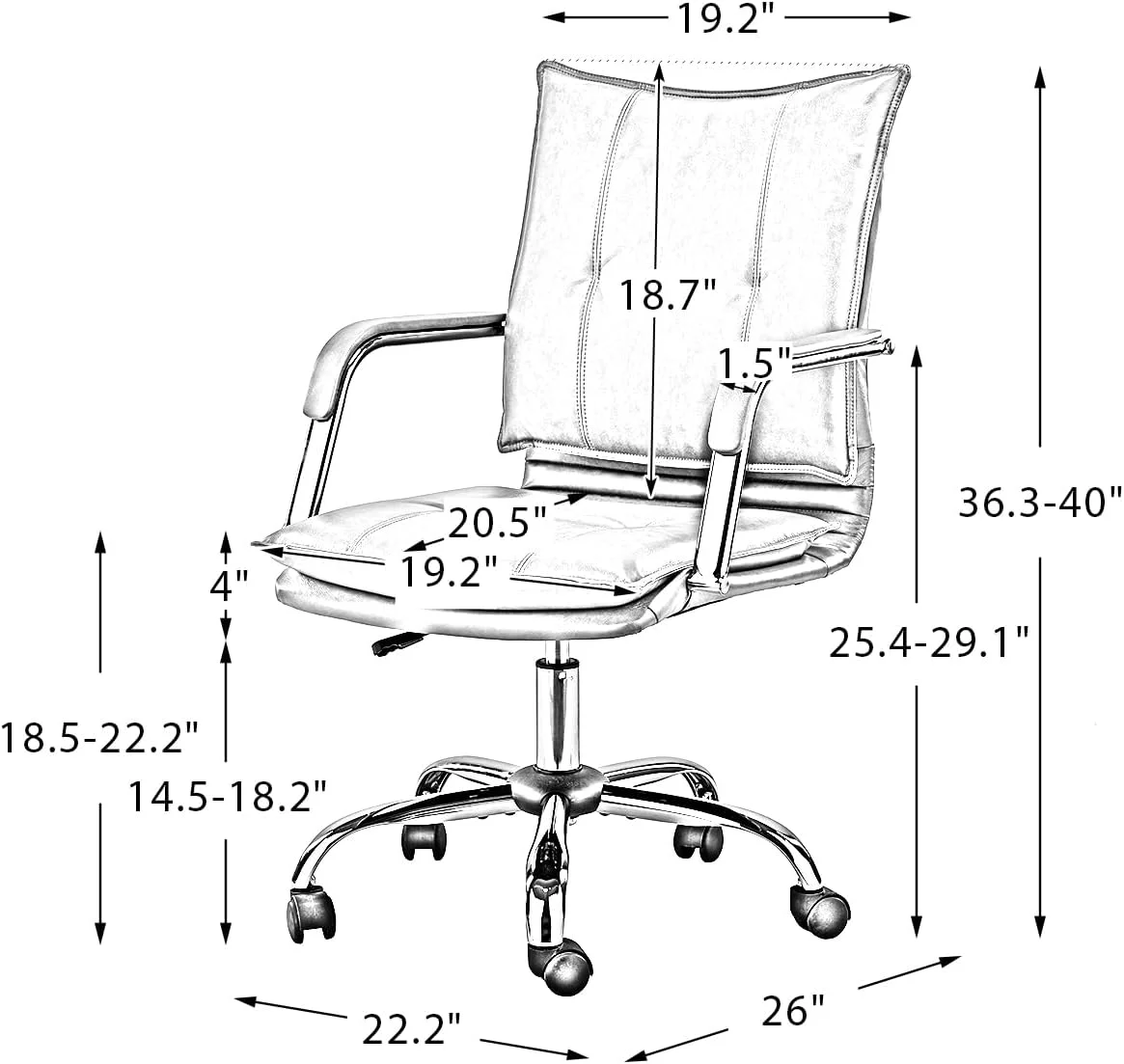 YiSHOP Faux Leather Home Office Desk Chair, Adjustable Swivel Computer Chair with Golden Legs and Arms, Comfy Upholstered Task Chair,Black