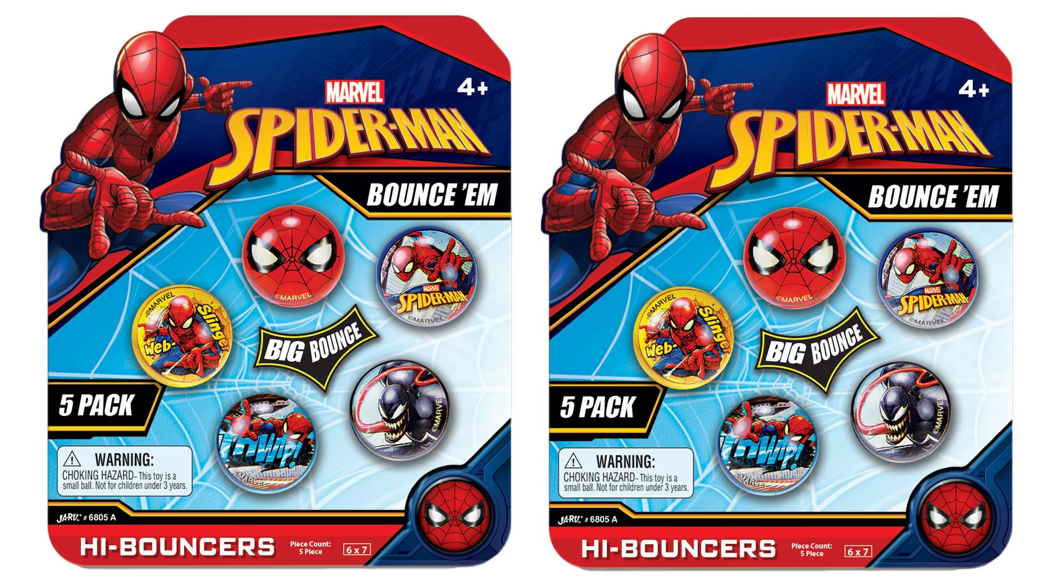 JA-RU Marvel Spiderman Bouncy Balls Superballs Super Hi Bounce 1.2