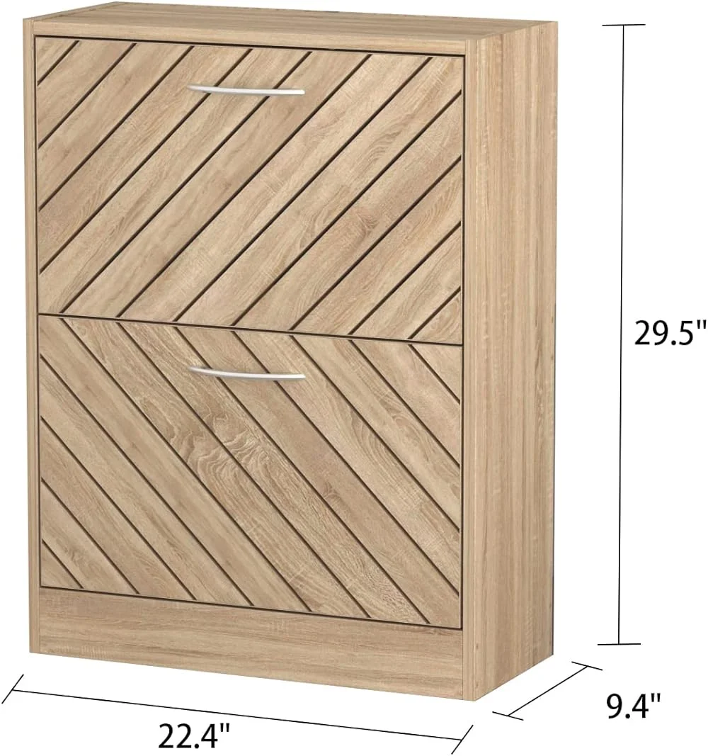 RSJIWOGZ Shoe  Cabinet with 3 Flip Drawers for Entryway  Freestanding Shoe Rack Shoe Organiazer with Adjustable   Wood Color (22.4" W x 9.4" D x 42.3" H)