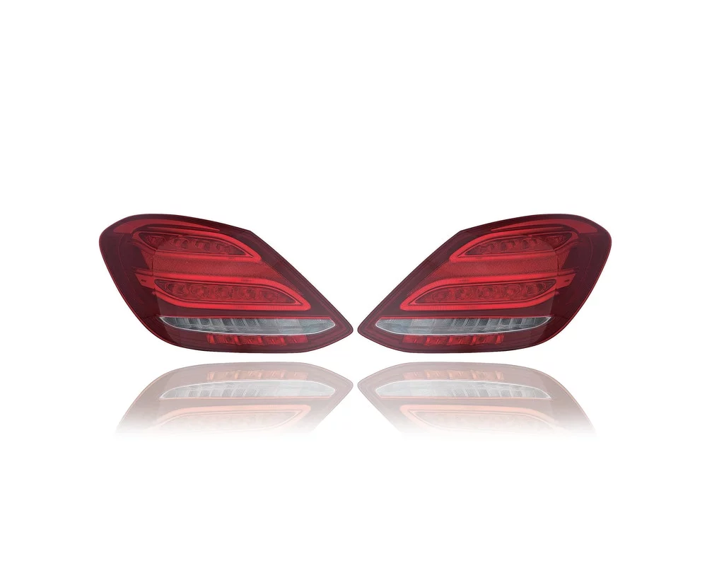 Tail Light Assembly - Compatible/Replacement for '15-18 Mercedes-Benz C-Class/C300/C350/C400/C43/C63 Sedan - LED - Pair, Left Driver + Right Passenger Set - 2059062102, 2059062002 - CAPA