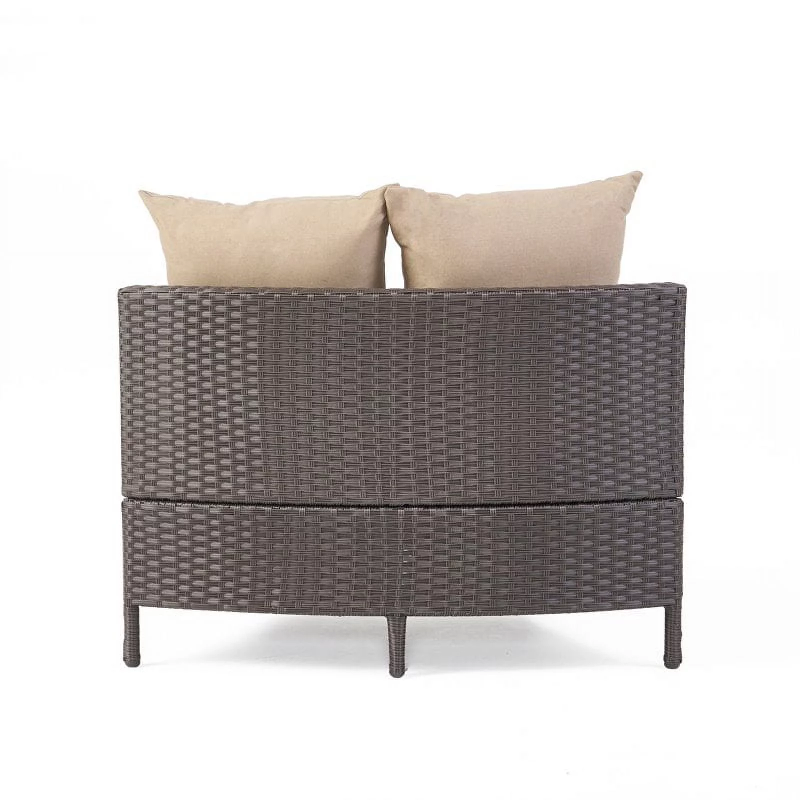 Noble House Newton 8 Seater Round Wicker Sectional Sofa Set Dark Brown/Beige