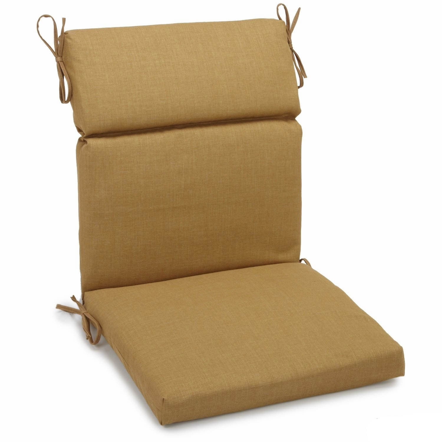 Blazing Needles  22 x 45 in. Spun Polyester Solid Outdoor Squared Seat & Back Chair Cushion, Wheat
