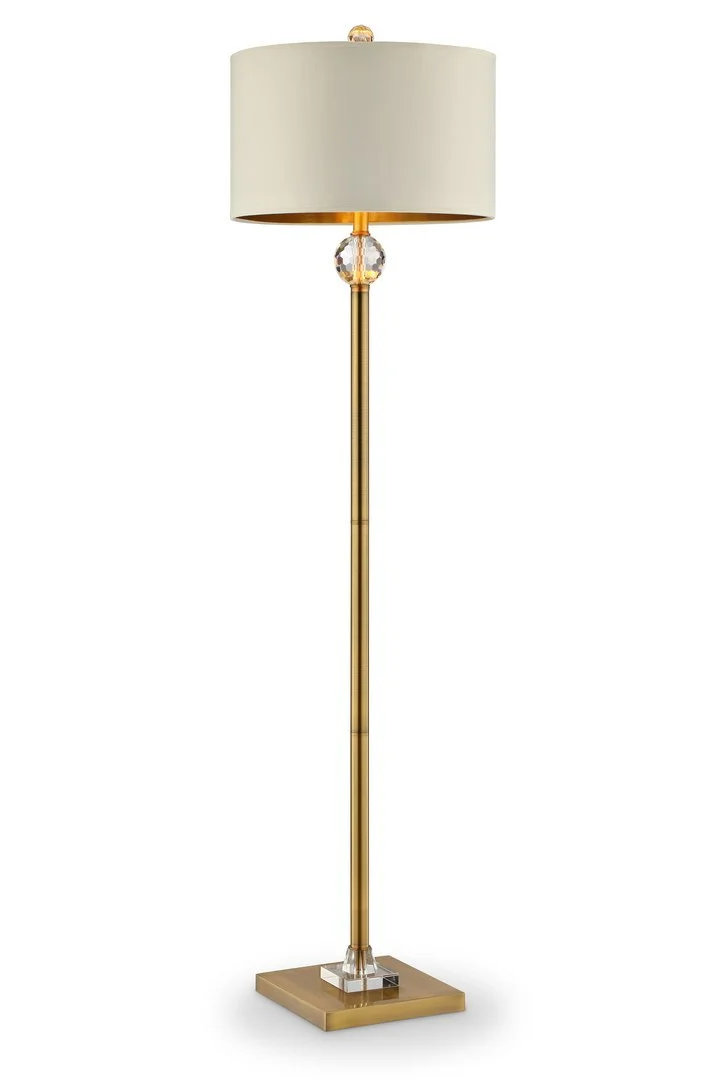 JHOOTUUO 63.25-Inch Perspicio Solid Crystal Orb Gold Column Floor Lamp