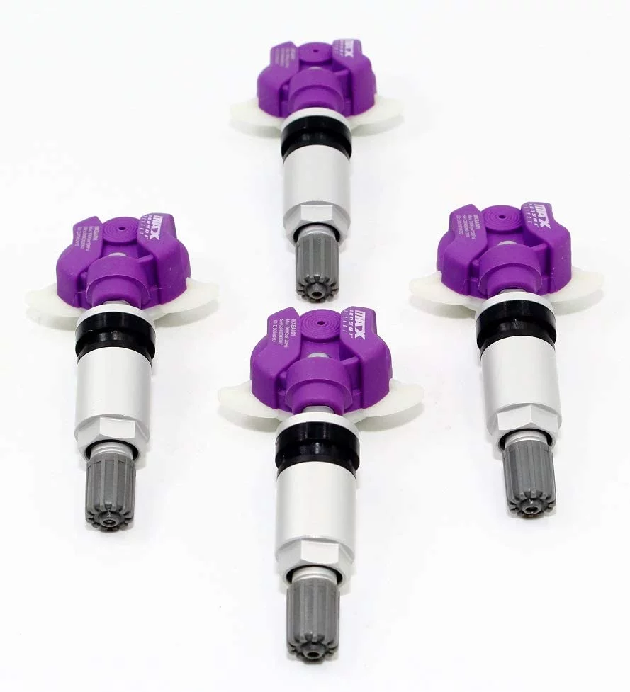Set of 4 MAX MXSA001 TPMS 433mhz Tire Pressure Sensors for Ferrari 550 575 599 612 Enzo F430 Replaces 185189 224549 312450 224551 w/Silver Aluminum Valve Stems